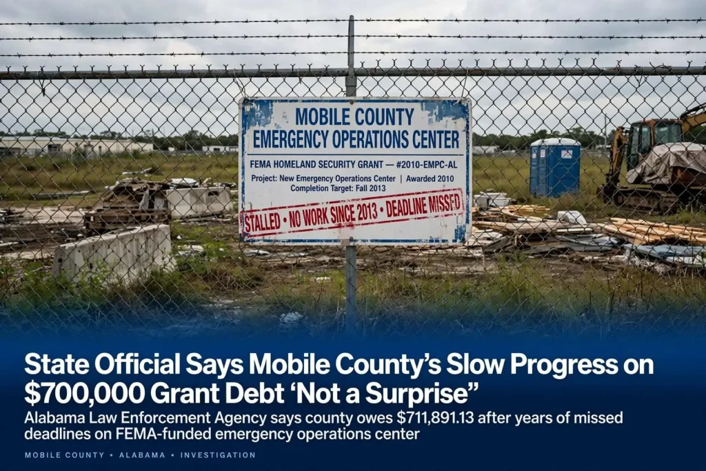 Illustration for the news story: State Official Says Mobile County’s Slow Progress on $700,000 Grant Debt ‘Not a Surprise’