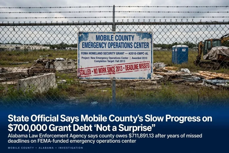 Illustration for the news story: State Official Says Mobile County’s Slow Progress on $700,000 Grant Debt ‘Not a Surprise’