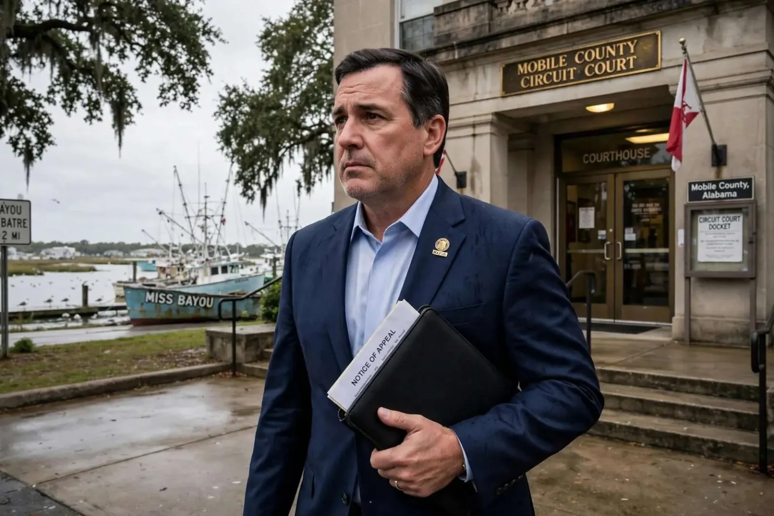 Illustration for the news story: Bayou La Batre Mayor Appeals Harassment Conviction to Circuit Court