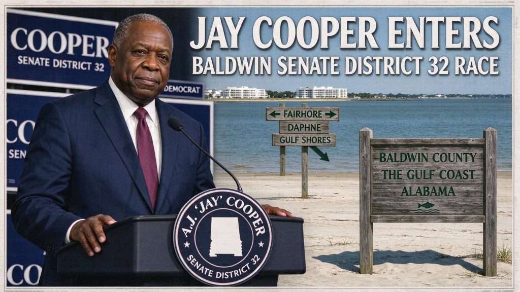 Illustration for the news story: ‘Underwhelmed’ by the GOP Field, Jay Cooper Enters the Baldwin Senate District 32 Race