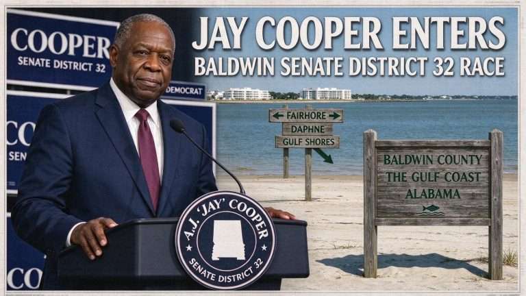 Illustration for the news story: ‘Underwhelmed’ by the GOP Field, Jay Cooper Enters the Baldwin Senate District 32 Race