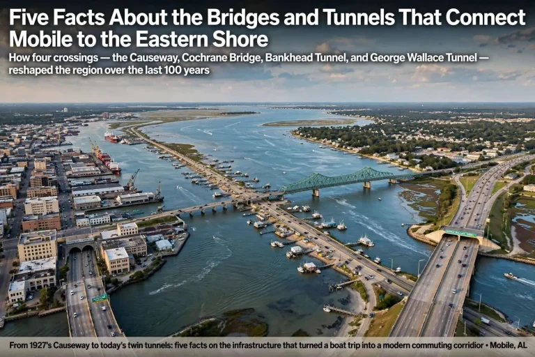 Illustration for the news story: Five Facts About the Bridges and Tunnels That Connect Mobile to the Eastern Shore