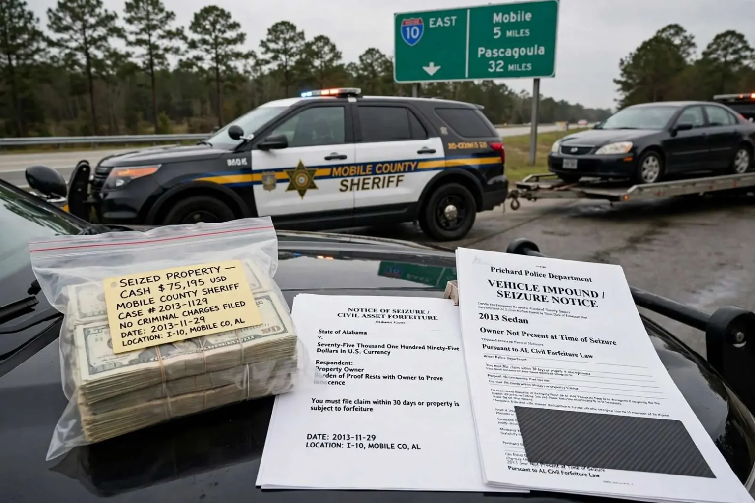 Illustration for the news story: When Mobile County Police Seize Property, Owners Often Bear the Burden of Proof
