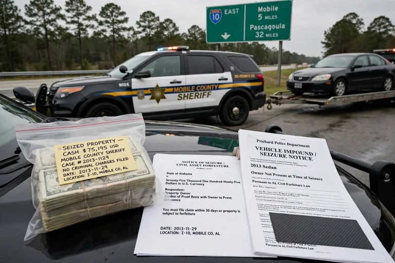 Illustration for the news story: When Mobile County Police Seize Property, Owners Often Bear the Burden of Proof