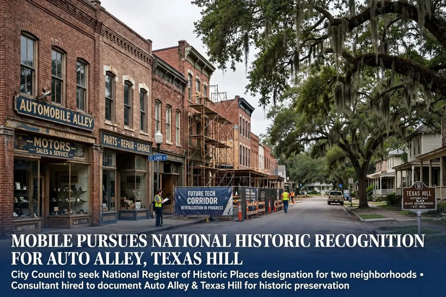 Illustration for the news story: Mobile Pursues National Historic Recognition for Auto Alley, Texas Hill