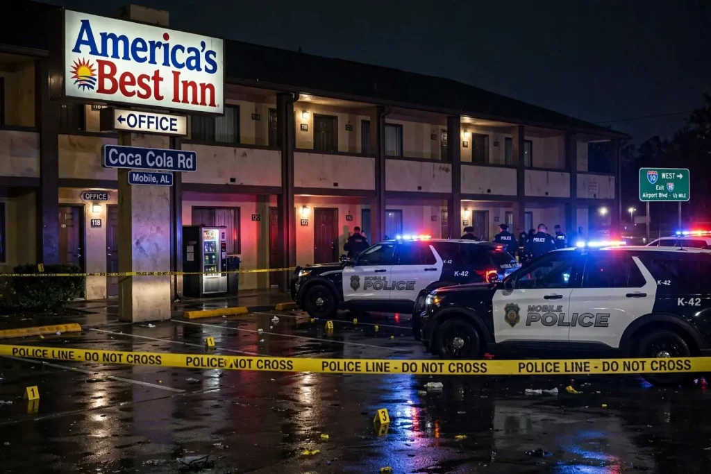 Illustration for the news story: Overnight Shooting at Mobile Motel Leaves One Injured, Man Jailed