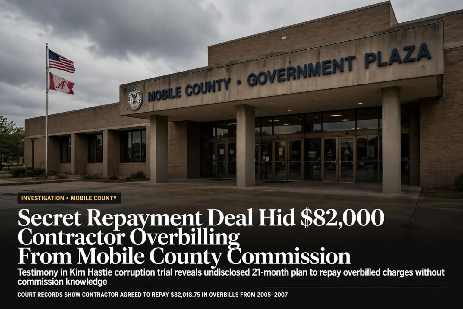 Illustration for the news story: Secret Repayment Deal Hid $82,000 Contractor Overbilling From Mobile County Commission