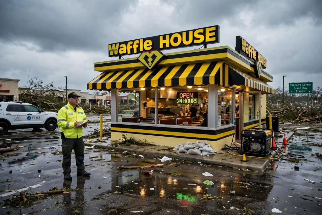 Illustration for the news story: Why FEMA Watches South Alabama’s Waffle Houses After a Storm