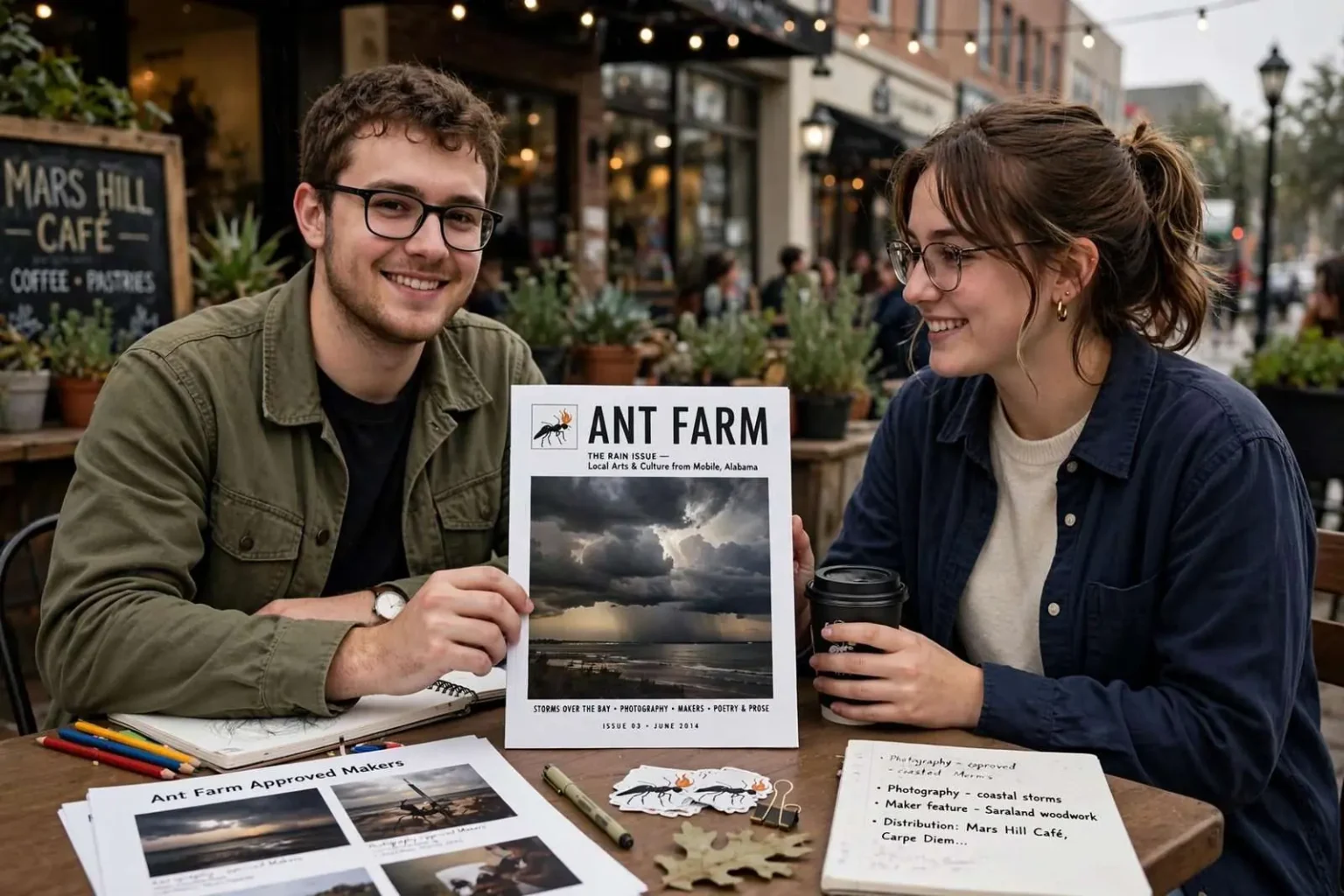 Illustration for the news story: University of Mobile Students Launch Local Arts Magazine ‘Ant Farm’