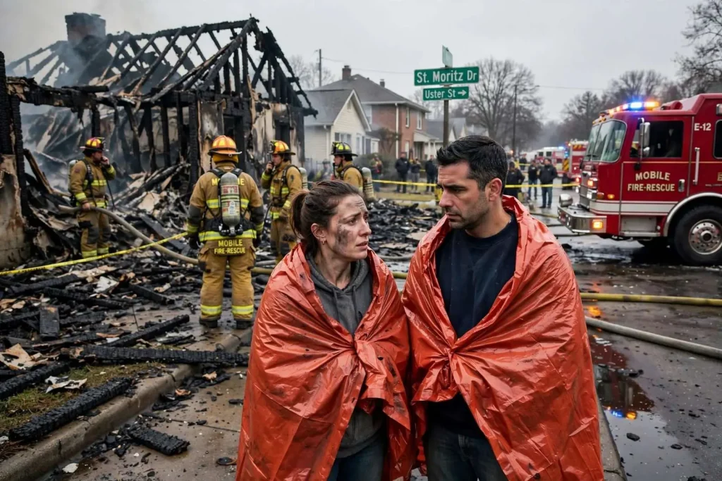 Illustration for the news story: Two Escape Total-Loss House Fire in West Mobile