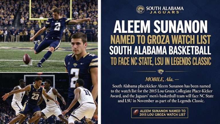 Illustration for the news story: Aleem Sunanon Named to Groza Watch List; South Alabama Basketball to Face NC State, LSU in Legends Classic