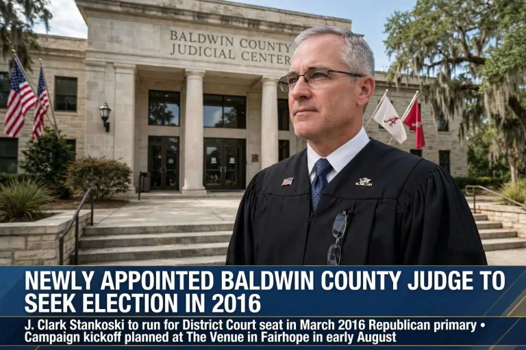 Illustration for the news story: Newly Appointed Baldwin County Judge to Seek Election in 2016