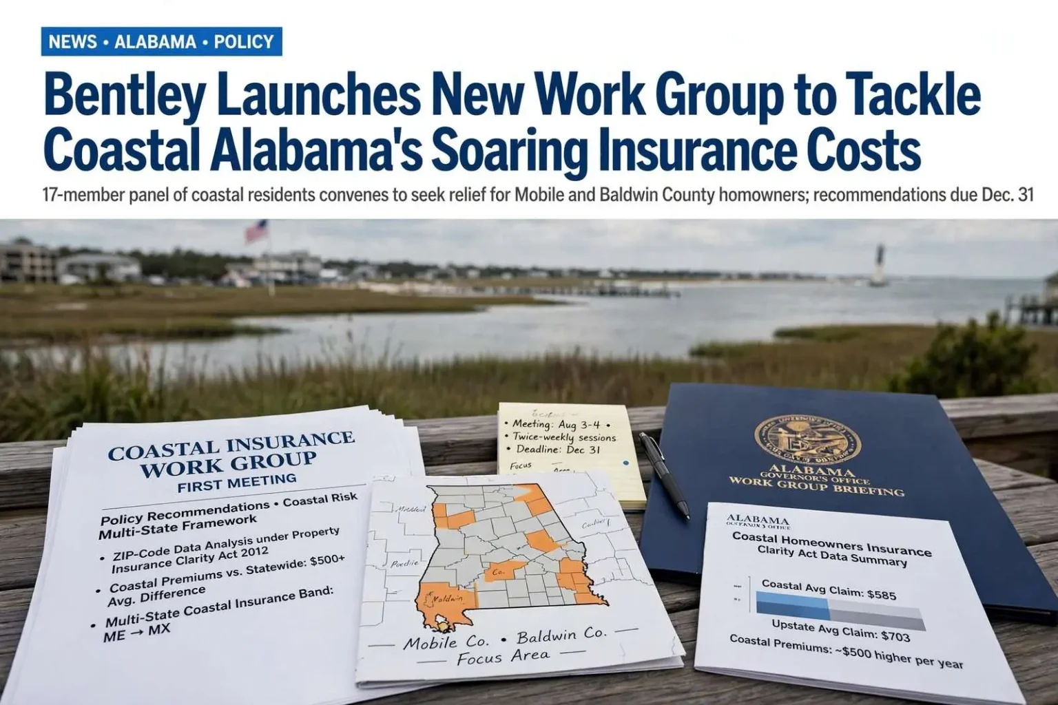 Illustration for the news story: Bentley Launches New Work Group to Tackle Coastal Alabama’s Soaring Insurance Costs