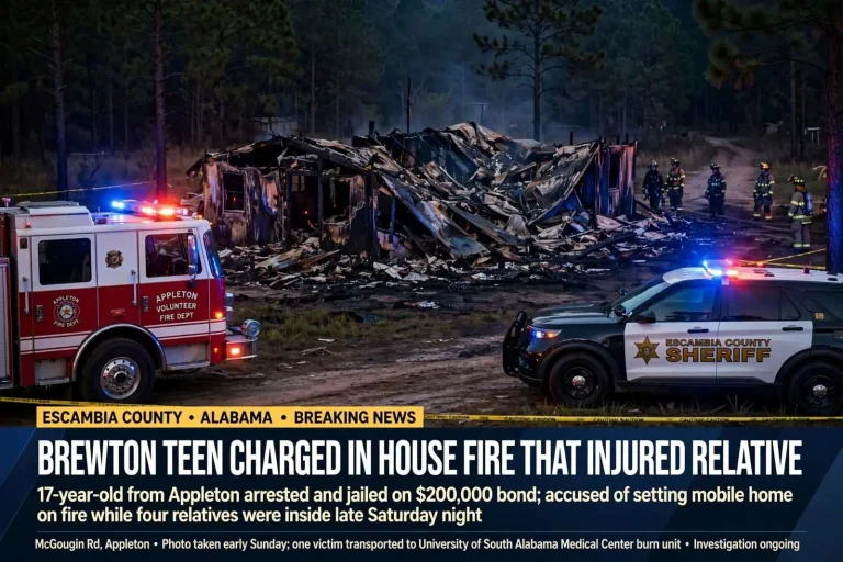 Illustration for the news story: Brewton Teen Charged in House Fire That Injured Relative
