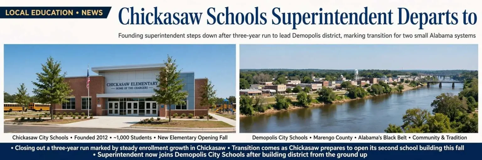 Illustration for the news story: Chickasaw Schools Superintendent Departs to Lead Demopolis District