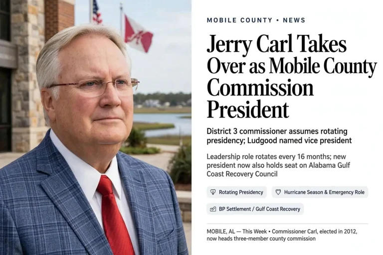 Illustration for the news story: Jerry Carl Takes Over as Mobile County Commission President