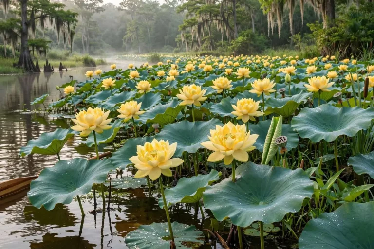 Illustration for the news story: American Lotus in Full Bloom Across the Mobile-Tensaw Delta