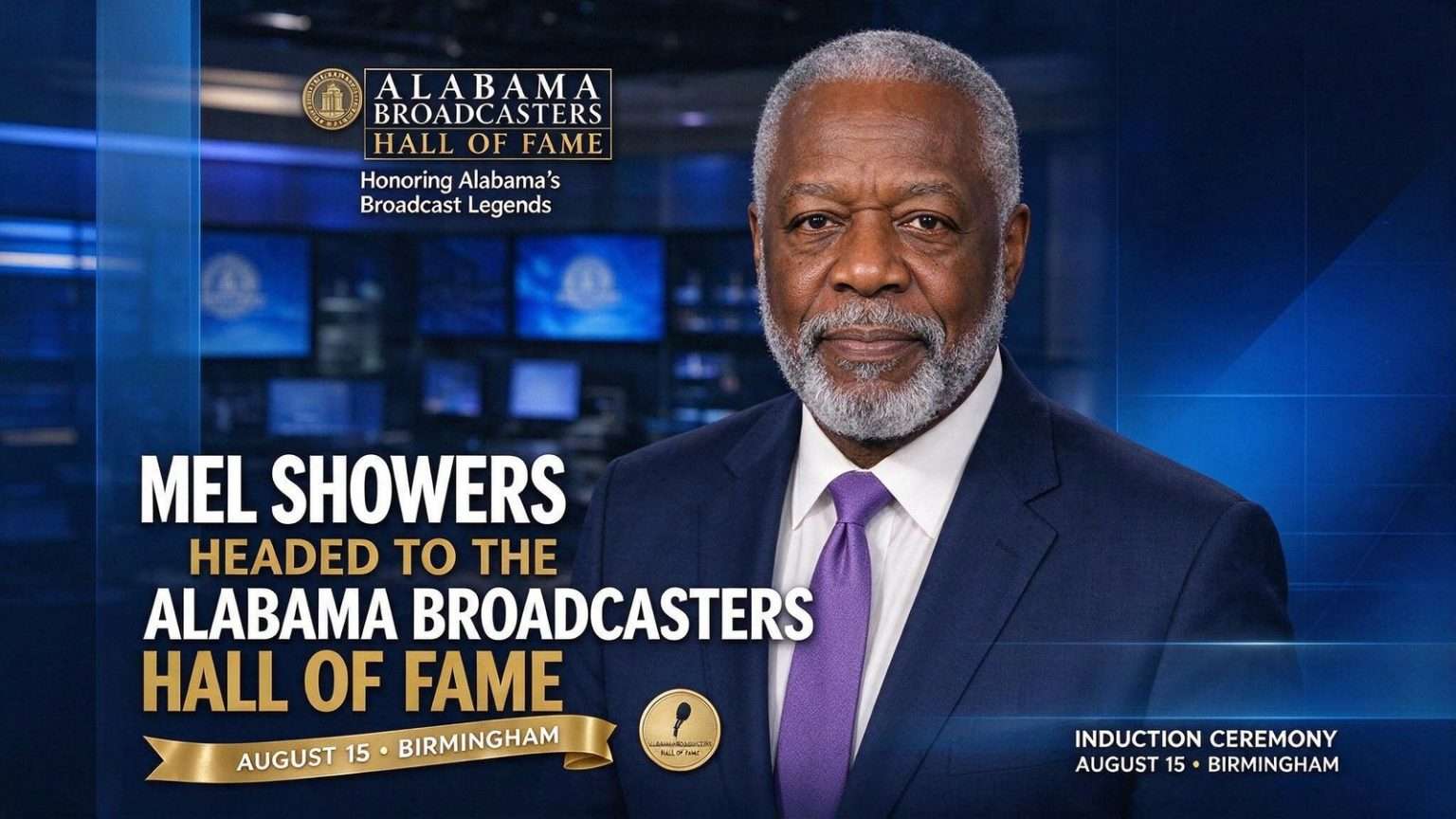 Illustration for the news story: Mobile broadcasting legend Mel Showers headed to Alabama Broadcasters Hall of Fame