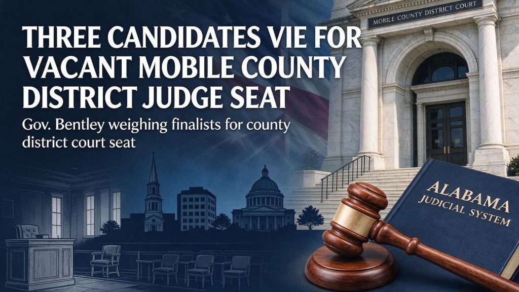 Illustration for the news story: Three Candidates Vie for Vacant Mobile County District Judge Seat