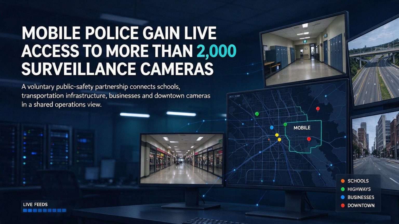 Illustration for the news story: Mobile Police Gain Live Access to More Than 2,000 Surveillance Cameras