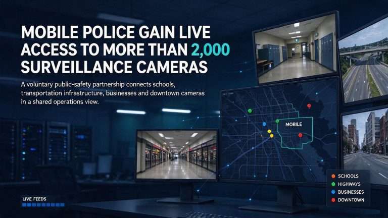 Illustration for the news story: Mobile Police Gain Live Access to More Than 2,000 Surveillance Cameras