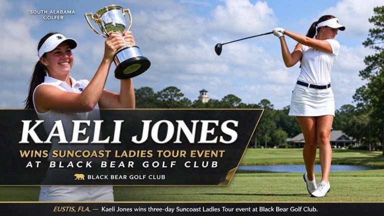 Illustration for the news story: South Alabama Golfer Kaeli Jones Wins Suncoast Ladies Tour Event at Black Bear Golf Club