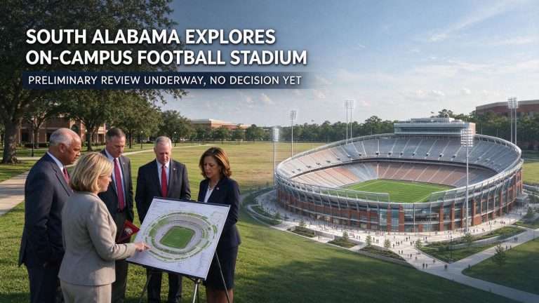 Illustration for the news story: South Alabama Begins Preliminary Exploration of On-Campus Football Stadium