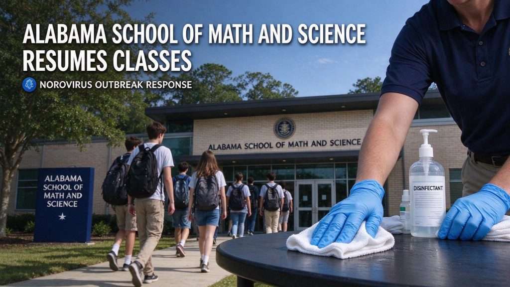 Illustration for the news story: Alabama School of Math and Science Resumes Classes After Norovirus Outbreak