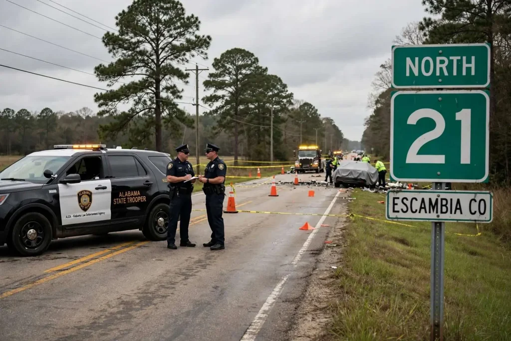 Illustration for the news story: Atmore Woman Dies in Two-Vehicle Crash on Alabama 21