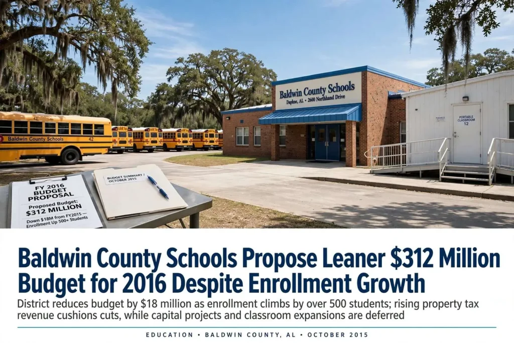 Illustration for the news story: Baldwin County Schools Propose Leaner $312 Million Budget for 2016 Despite Enrollment Growth