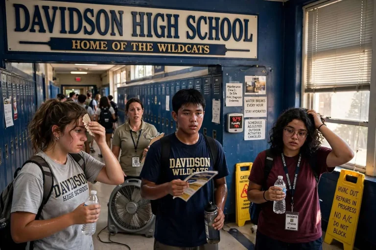 Illustration for the news story: Davidson High School Students Sweat Through First Day Without Air Conditioning