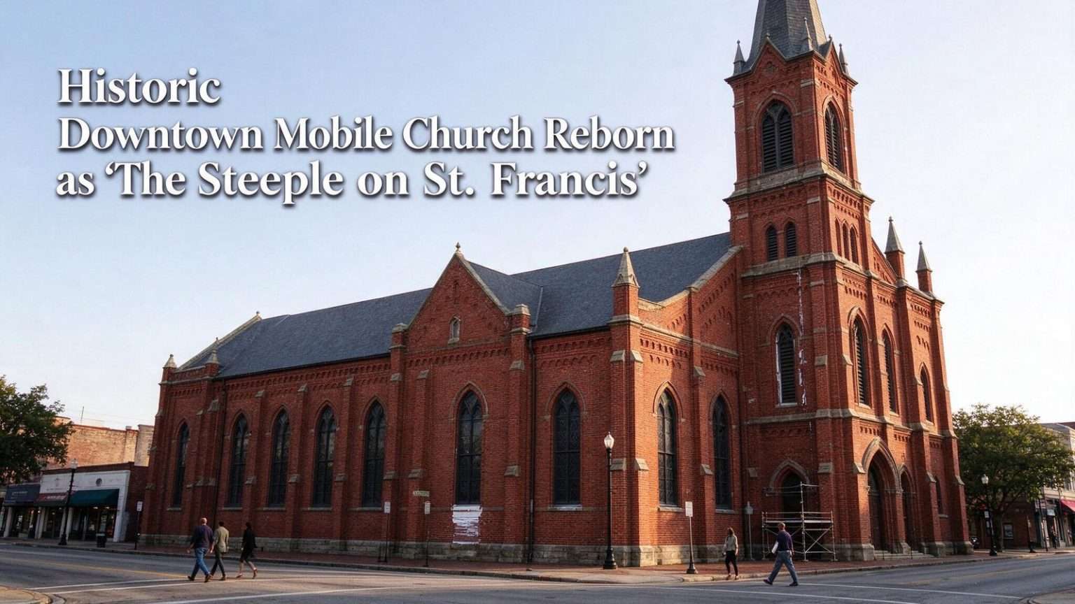Illustration for the news story: Historic Downtown Mobile Church Reborn as ‘The Steeple on St. Francis’
