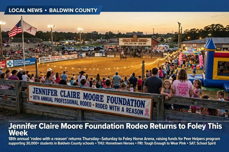 Illustration for the news story: Jennifer Claire Moore Foundation Rodeo Returns to Foley This Week