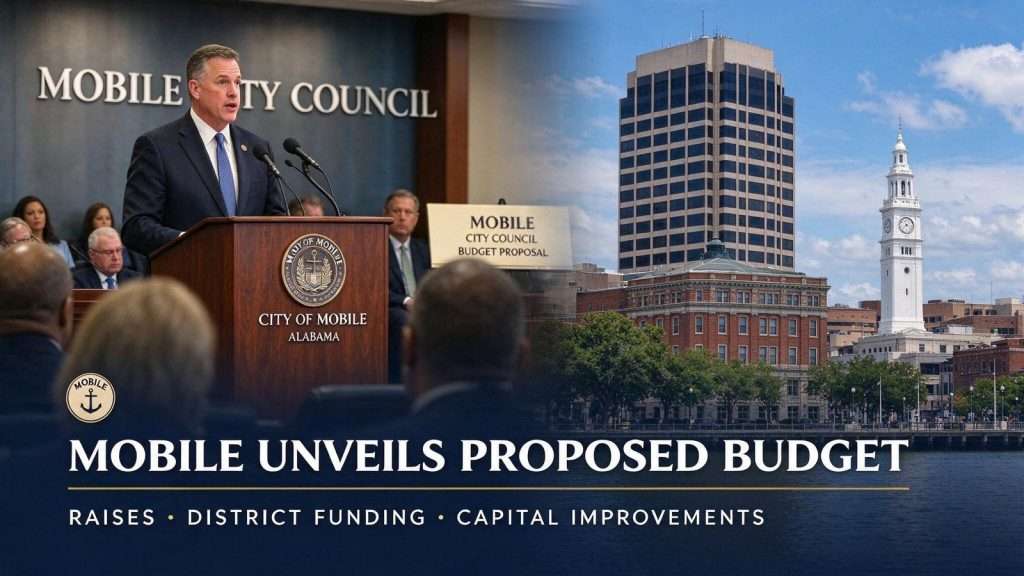 Illustration for the news story: Mobile Unveils Proposed Budget With Raises, District Funding