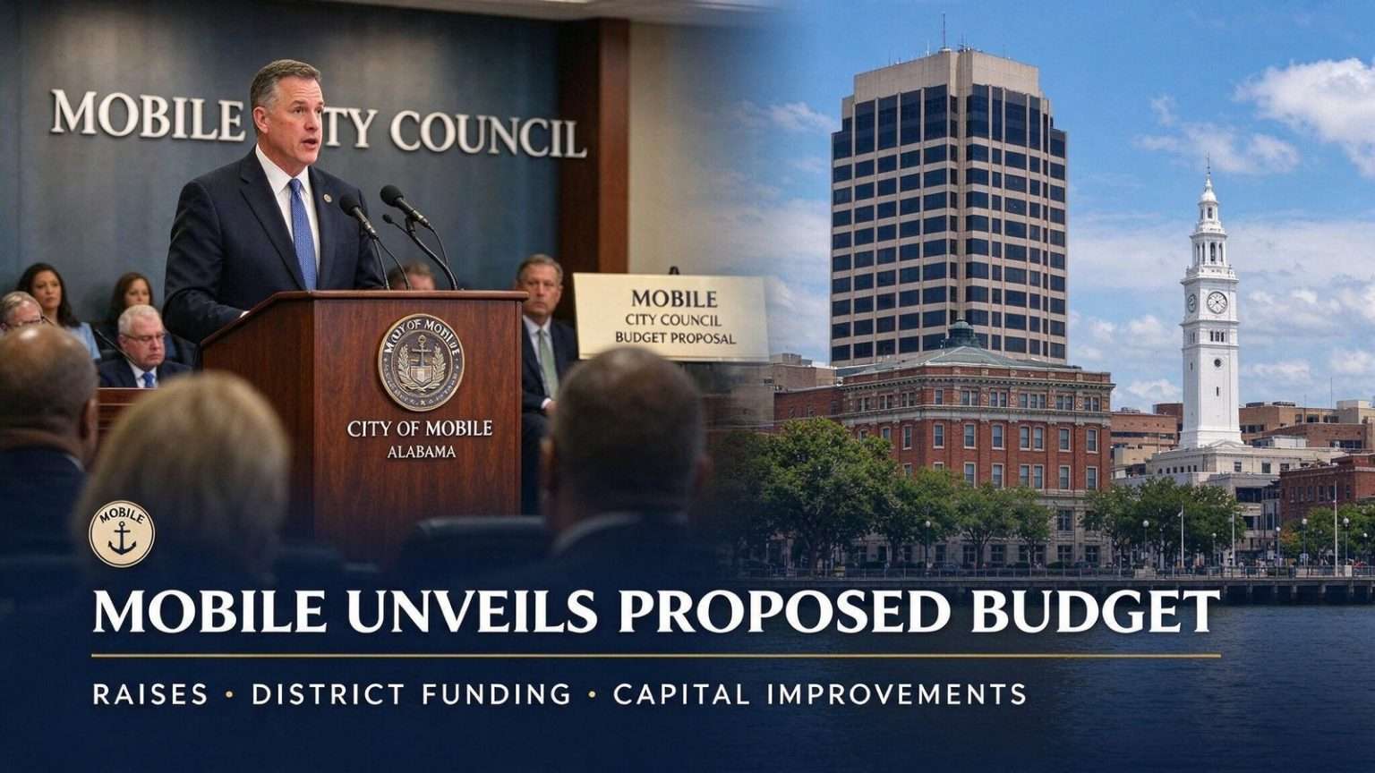 Illustration for the news story: Mobile Unveils Proposed Budget With Raises, District Funding