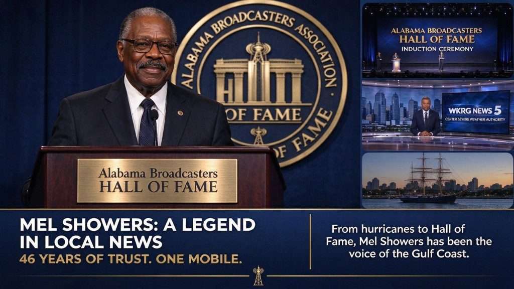 Illustration for the news story: Mobile Broadcasting Legend Mel Showers Inducted Into Alabama Broadcasters Hall of Fame