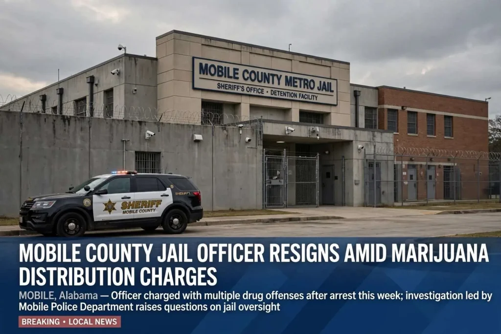 Illustration for the news story: Mobile County Jail Officer Resigns Amid Marijuana Distribution Charges
