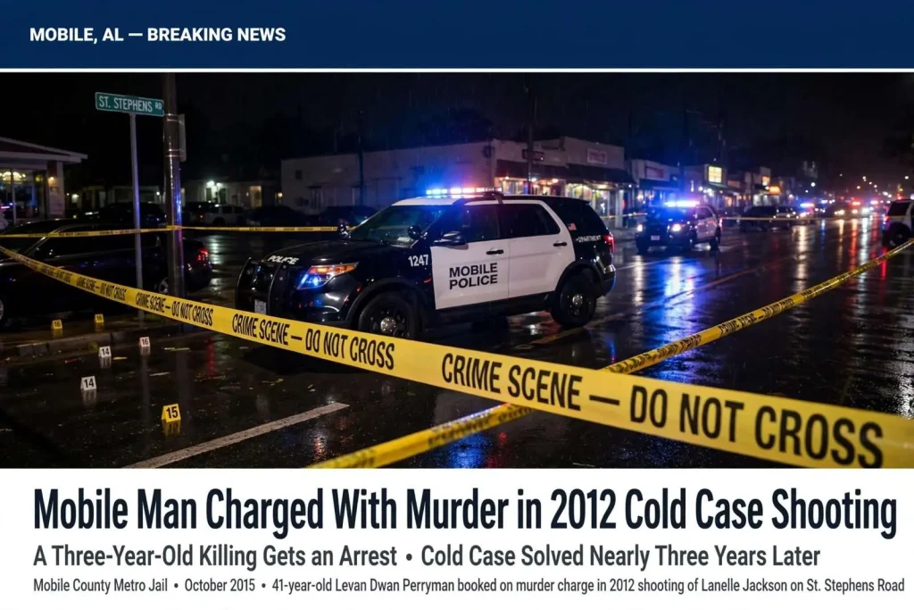 Illustration for the news story: Mobile Man Charged With Murder in 2012 Cold Case Shooting