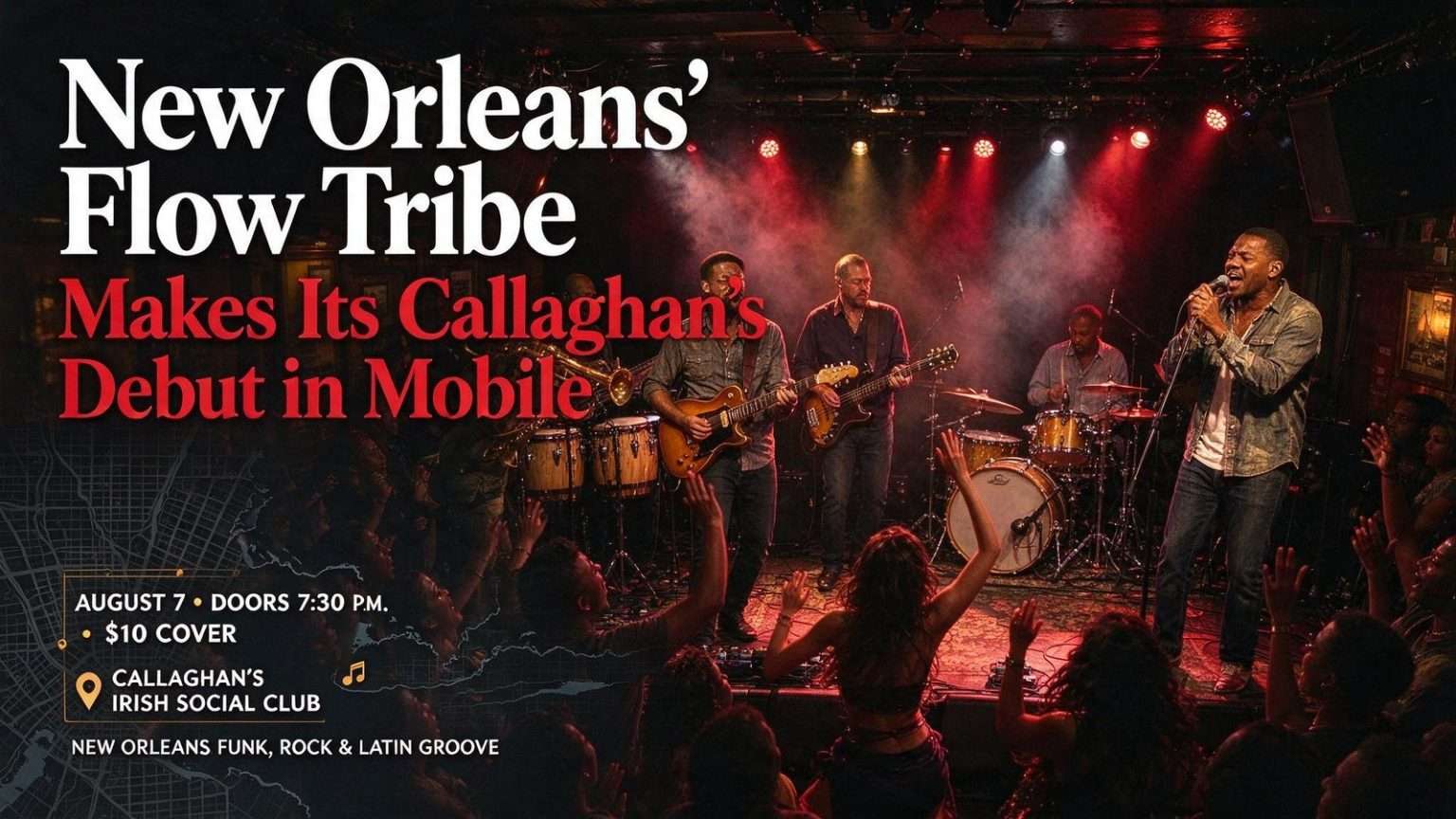 Illustration for the news story: New Orleans’ Flow Tribe Makes Its Callaghan’s Debut in Mobile