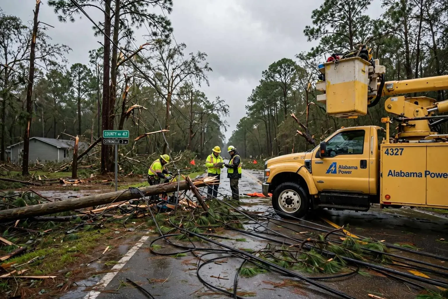 Illustration for the news story: Storm Knocks Out Power to 16,000 in Citronelle, Saraland Area