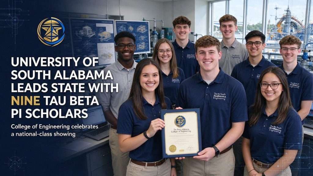 Illustration for the news story: University of South Alabama Leads State With Nine Tau Beta Pi Scholars