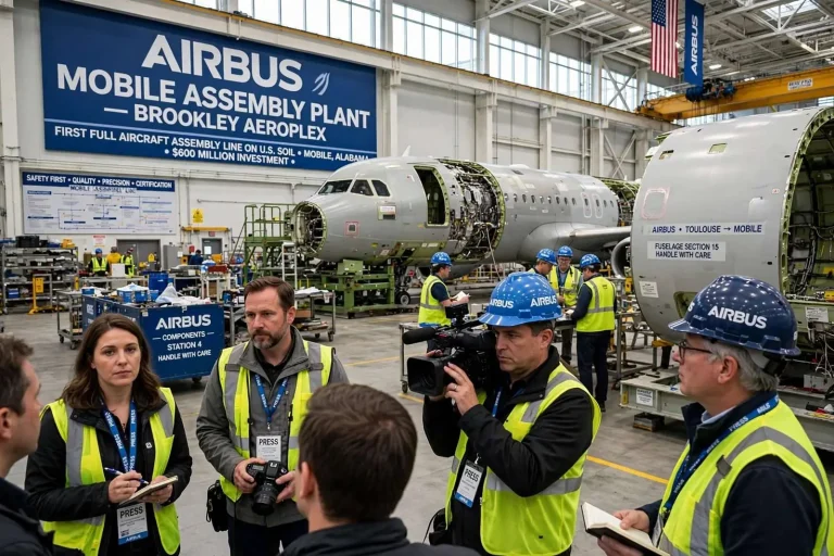 Illustration for the news story: Inside Look: Airbus Unveils Its $600 Million Mobile Assembly Plant