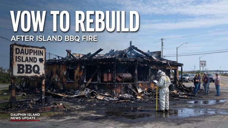 Illustration for the news story: Dauphin Island BBQ Restaurant Owner Vows to Rebuild After Fire