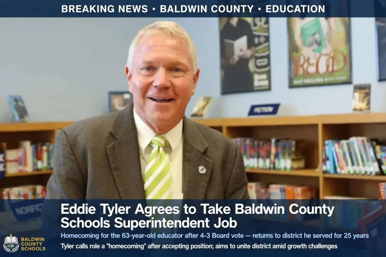Illustration for the news story: Eddie Tyler Agrees to Take Baldwin County Schools Superintendent Job