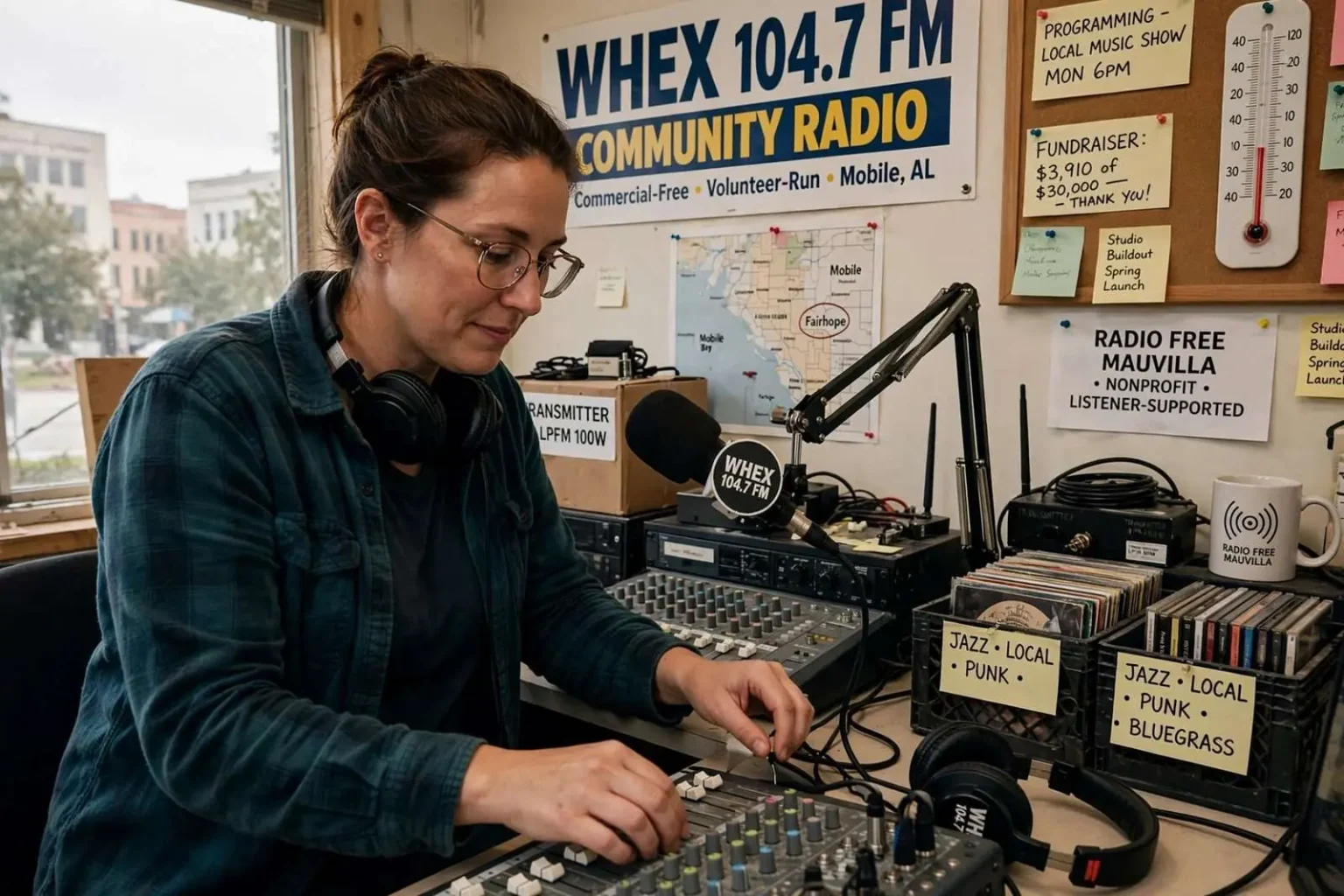 Illustration for the news story: Locally Owned WHEX Community Radio Still Headed for 104.7 FM in Mobile