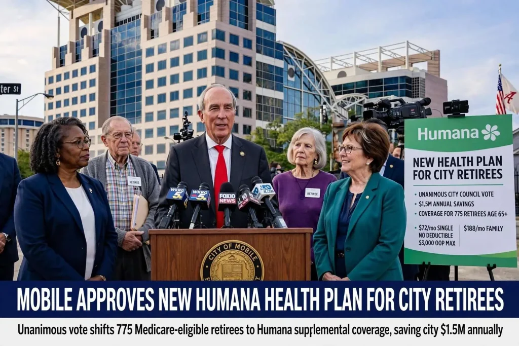 Illustration for the news story: Mobile Approves New Humana Health Plan for City Retirees