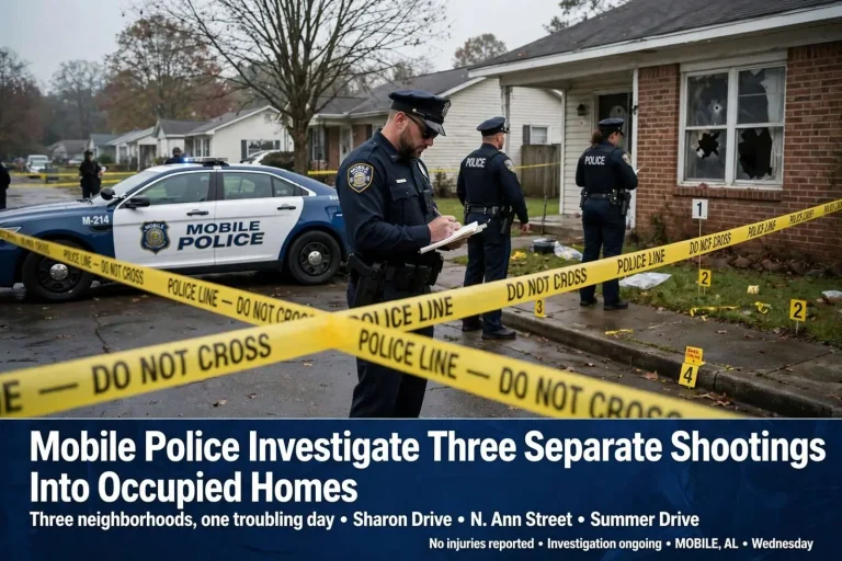 Illustration for the news story: Mobile Police Investigate Three Separate Shootings Into Occupied Homes