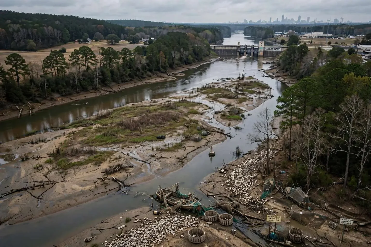 Illustration for the news story: Alabama vs. Georgia: The 21st Century Water War Over the Chattahoochee
