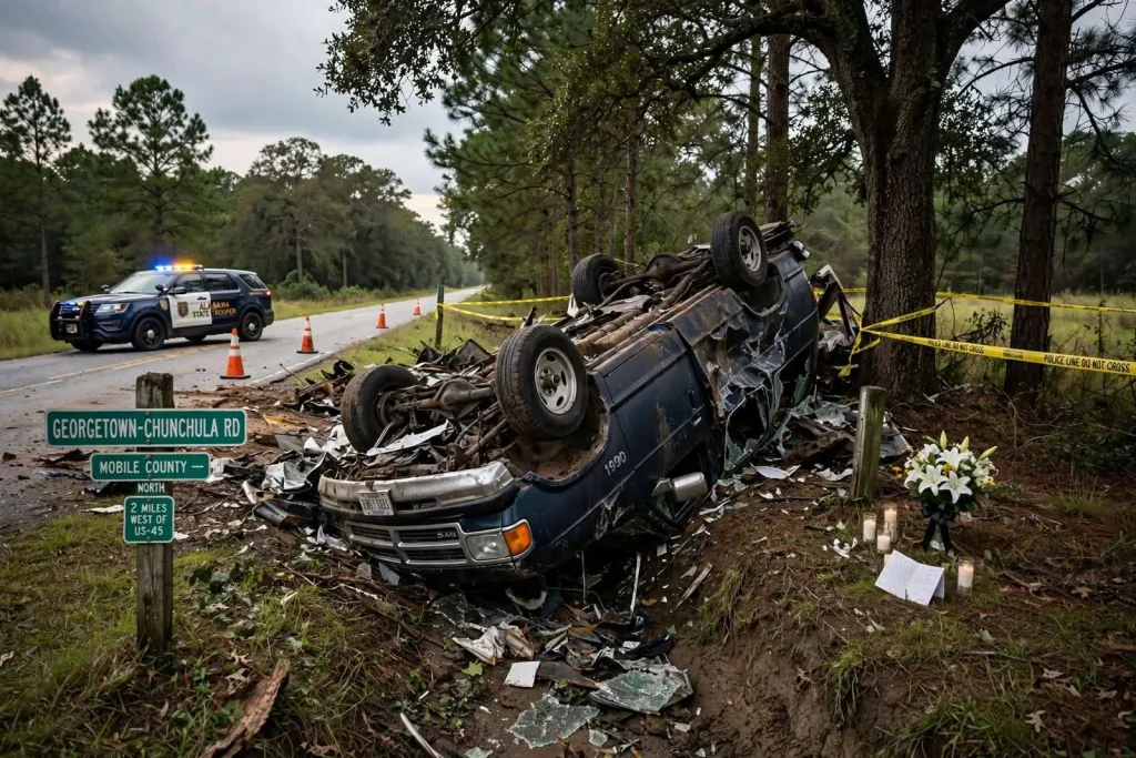 Illustration for the news story: Four Family Members Killed in Sunday Afternoon Crash on Georgetown-Chunchula Road