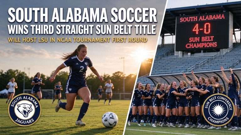Illustration for the news story: South Alabama Soccer Wins Third Straight Sun Belt Title, Will Host LSU in NCAA Tournament First Round